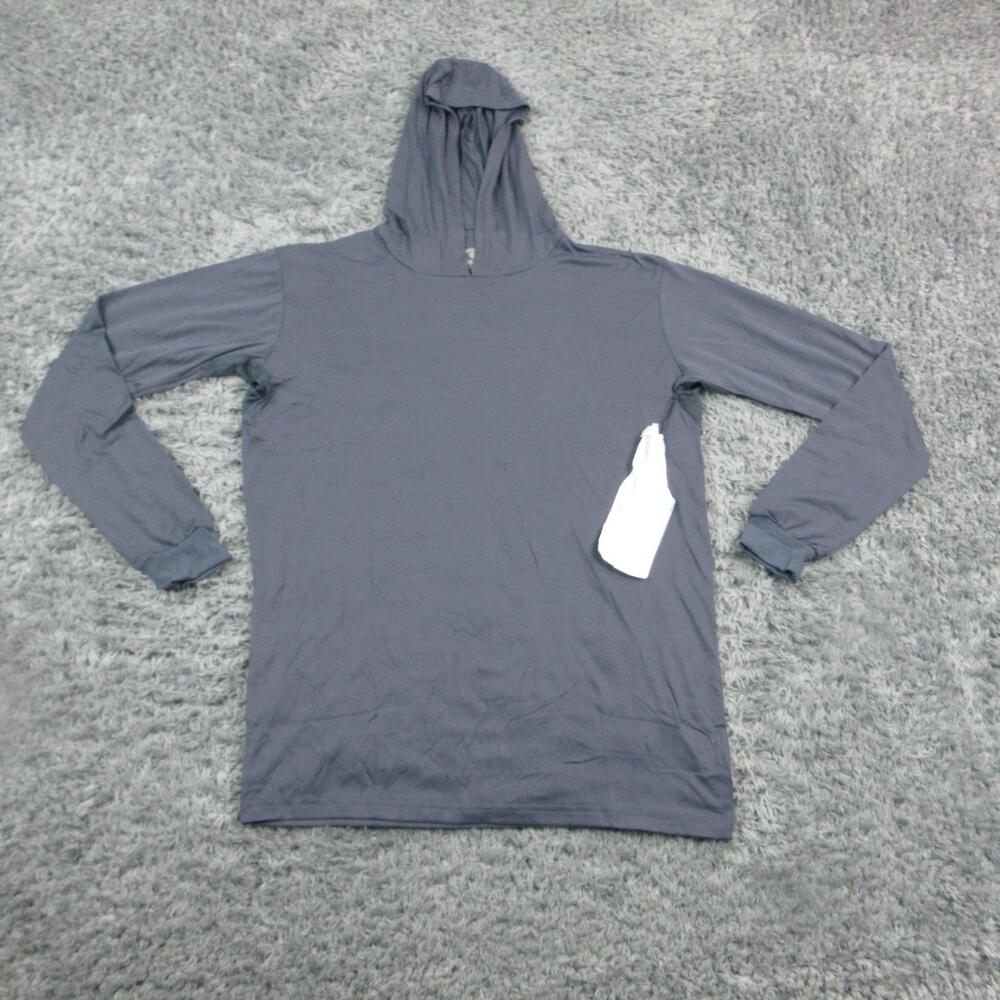 Wave Life Shirt Mens Small Blue Hooded Long Sleeve Lightweight Nylon Pullover